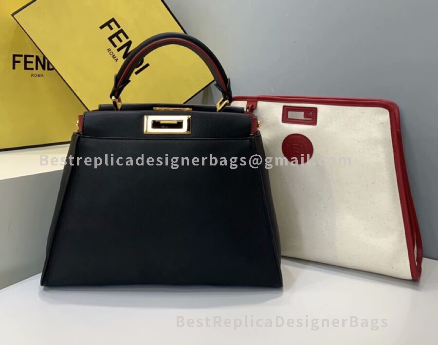 Fendi Peekaboo Iconic Medium Black Leather Bag 8505